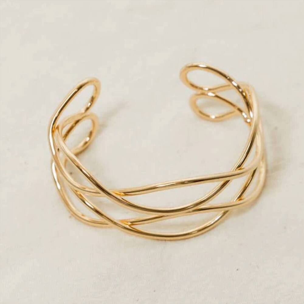 NEW LETO women's wavy cuff bracelet in gold